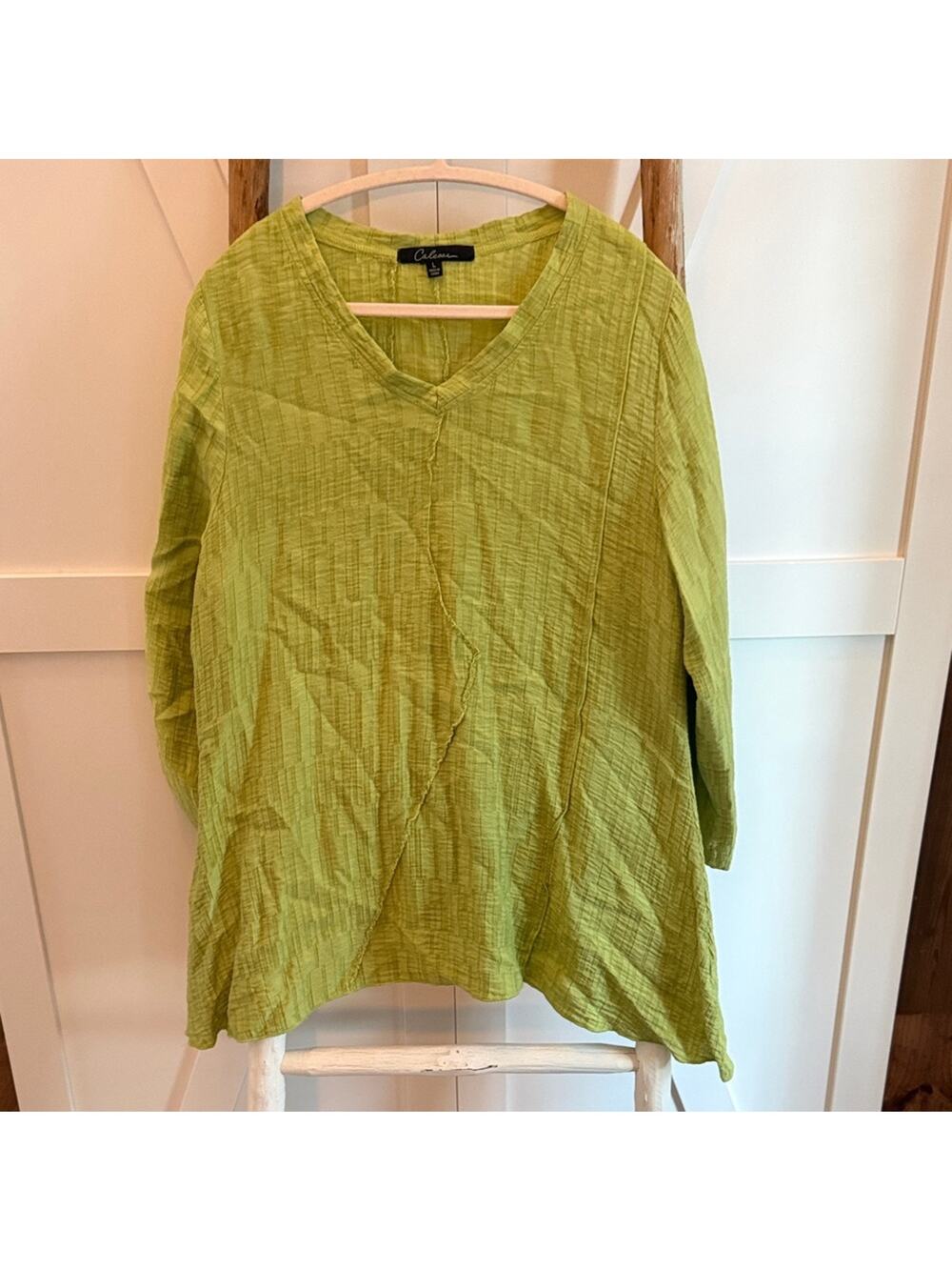 Calessa Vibrant Green Women's Blouse Lagenlook